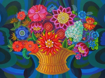 Flere blomster i en kurv, 2013,